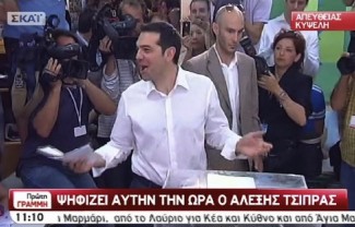 Tsipras voting - source MEGA TV